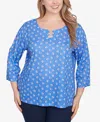 HEARTS OF PALM PLUS SIZE MAKING WAVES PRINTED SQUARE RING FRONT TOP