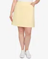 Hearts Of Palm Plus Size Making Waves Solid Tech Stretch Pull On Skort In Canary