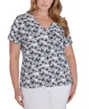 HEARTS OF PALM PLUS SIZE PRINTED ESSENTIALS SHORT SLEEVE TOP