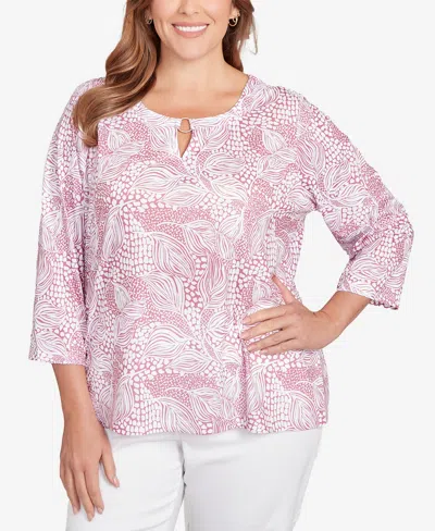 Hearts Of Palm Plus Size Printed Forest Path Slub Top