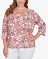 Hearts Of Palm Plus Size Printed Jungle Ivy Slub Top