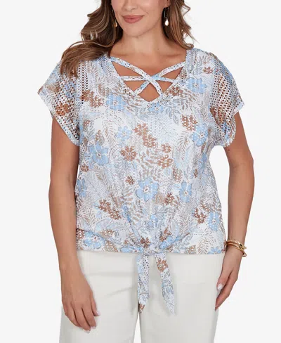 Hearts Of Palm Plus Size Printed Oval Texture Knit Top In Multi