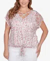 Hearts Of Palm Plus Size Printed Oval Textured Knit Top