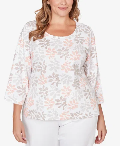 Hearts Of Palm Plus Size Printed Stretch Jersey Scoop Neck Top In Multi