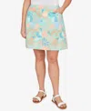 Hearts Of Palm Plus Size Printed Tech Stretch Pull On Skort In Multi