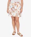 Hearts Of Palm Plus Size Printed Tech Stretch Pull-on Skort In Multi