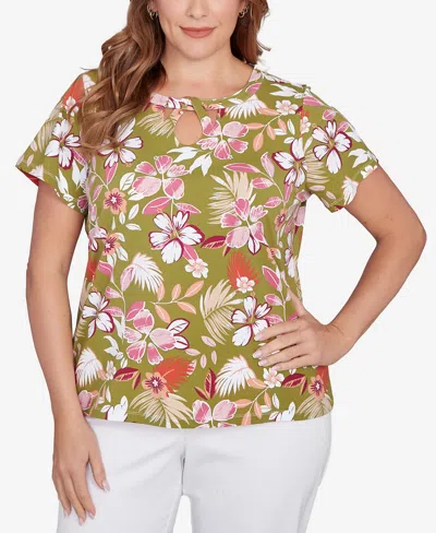 Hearts Of Palm Plus Size Short Sleeve Embellished Blossom Top