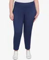 Hearts Of Palm Plus Size Solid Faux Suede Pants In Blue