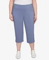 Hearts Of Palm Plus Size Solid Tech Stretch Capri Pants In Blue