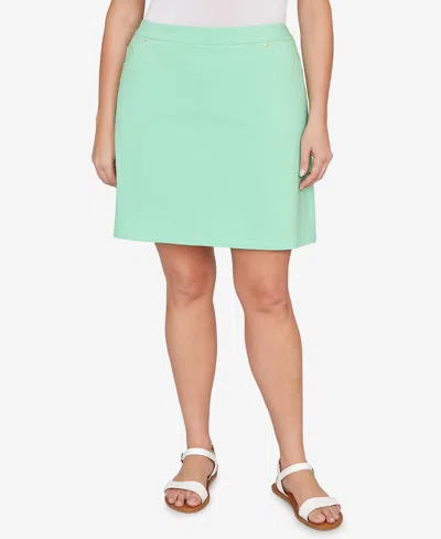 Hearts Of Palm Plus Size Solid Tech Stretch Pull On Skort In Green