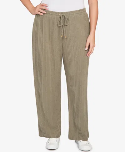 Hearts Of Palm Plus Size Solid Texture Hatchi Pants In Brown