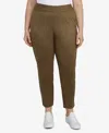 Hearts Of Palm Plus Size Spice It Up Solid Faux Suede Pants In Dark Olive