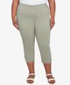 Hearts Of Palm Plus Size Spring Forward Solid Tech Stretch Pull On Skimmer Pants In Willow