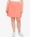 HEARTS OF PALM PLUS SIZE SPRING FORWARD SOLID TECH STRETCH PULL ON SKORT