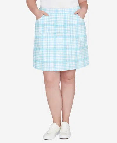 Hearts Of Palm Plus Size Spring Into Action Printed Skort In Breeze Blue Multi