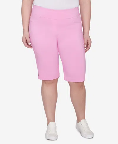 Hearts Of Palm Plus Size Spring Into Action Solid Tech Stretch Skimmer Pant In Pink