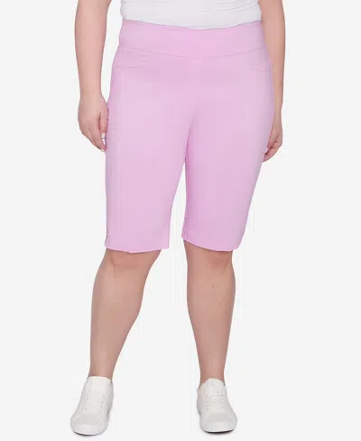 Hearts Of Palm Plus Size Spring Into Action Solid Tech Stretch Skimmer Pant In Wisteria