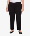 Hearts Of Palm Plus Size Essentials Solid Pull-on Capri Pants With Detailed Split Hem In Black