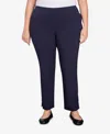 Hearts Of Palm Plus Size Essentials Solid Pull-on Capri Pants With Detailed Split Hem In Navy