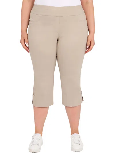Hearts Of Palm Plus Womens Pull On Stretch Capri Pants In Multi
