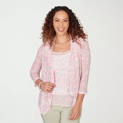 Hearts Of Palm Womens 3/4 Sleeve Open Front Cardigan In Multi