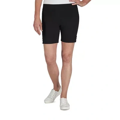 Hearts Of Palm Womens Mid Rise Petite Pull-on Short In Black