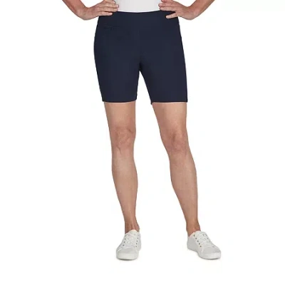 Hearts Of Palm Womens Mid Rise Petite Pull-on Short In Blue