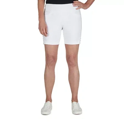 Hearts Of Palm Womens Mid Rise Petite Pull-on Short In White