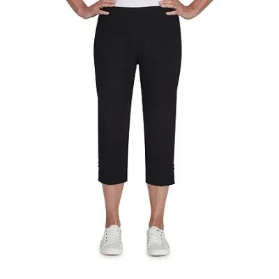 Hearts Of Palm Womens Petite Straight Mid Rise Capri Pant In Black