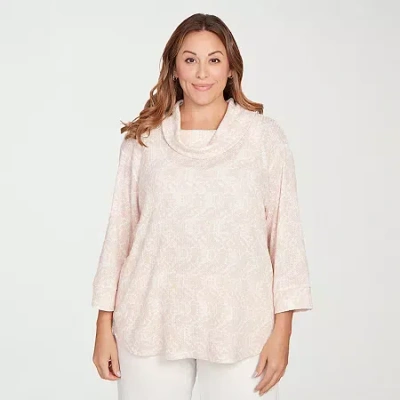 Hearts Of Palm Womens Plus Cowl Neck Long Sleeve T-shirt In Pink