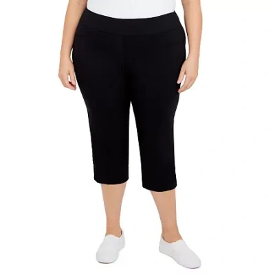 Hearts Of Palm Womens Plus Straight Mid Rise Capri Pant In Black
