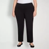 Hearts Of Palm Womens Plus Straight Mid Rise Pull-on Pant In Black