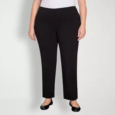 Hearts Of Palm Womens Plus Straight Mid Rise Pull-on Pant In Black