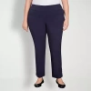 Hearts Of Palm Womens Plus Straight Mid Rise Pull-on Pant In Blue
