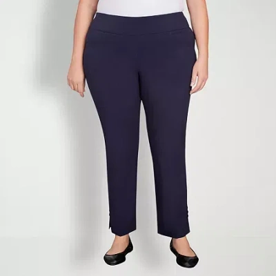 Hearts Of Palm Womens Plus Straight Mid Rise Pull-on Pant In Blue