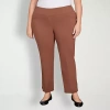 Hearts Of Palm Womens Plus Straight Mid Rise Pull-on Pant In Brown