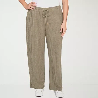 Hearts Of Palm Womens Plus Straight Mid Rise Pull-on Pant In Green