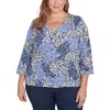Hearts Of Palm Womens Printed Cotton Pullover Top In Multi