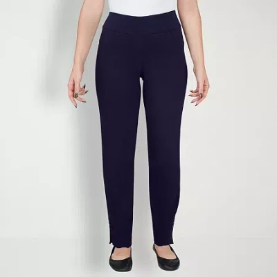 Hearts Of Palm Womens Straight Mid Rise Pull-on Pant In Blue