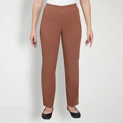 Hearts Of Palm Womens Straight Mid Rise Pull-on Pant In Brown