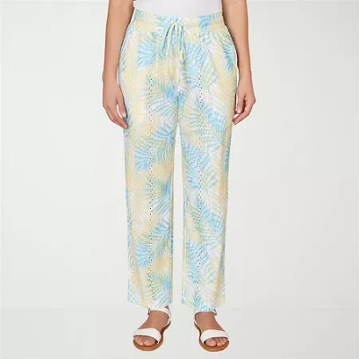 Hearts Of Palm Womens Straight Mid Rise Pull-on Pant In Yellow
