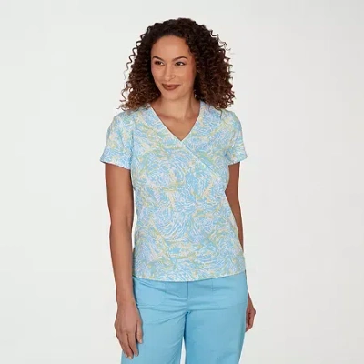 Hearts Of Palm Womens V Neck Short Sleeve T-shirt In Blue