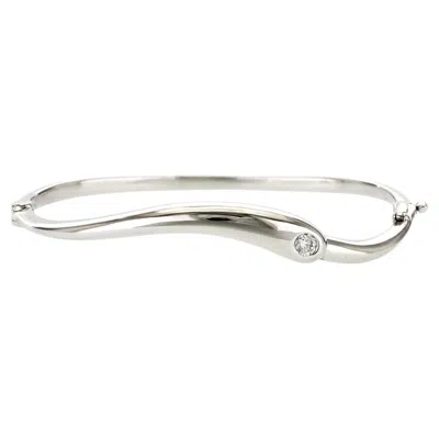 Pre-owned Hearts On Fire 0.18 Ct Diamond 18k White Gold Bangle Bracelet Size M 6.25"