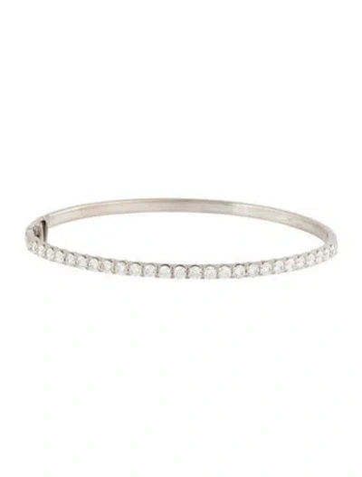 Pre-owned Hearts On Fire 18k 2.08ctw Diamond Hinged Bangle, 7" In Multicolor