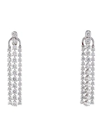 Pre-owned Hearts On Fire 18k 7.68ctw Diamond Drop Earrings In Multi