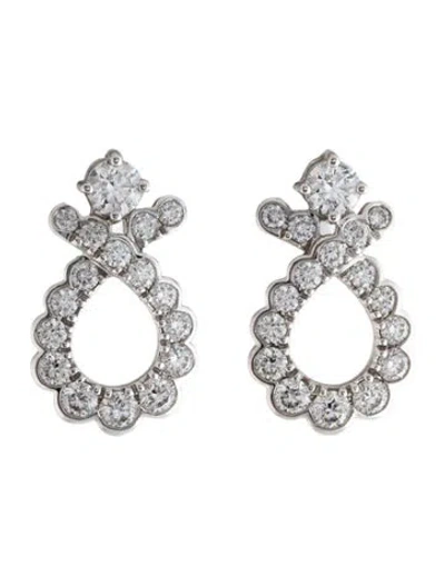 Pre-owned Hearts On Fire 18k Diamond Aerial Regal Scroll Earrings In Multicolor