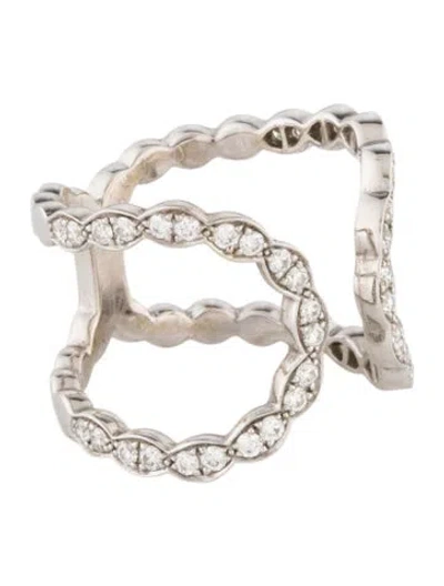 Pre-owned Hearts On Fire 18k Diamond Lorelei Floral Open Ring In Multi