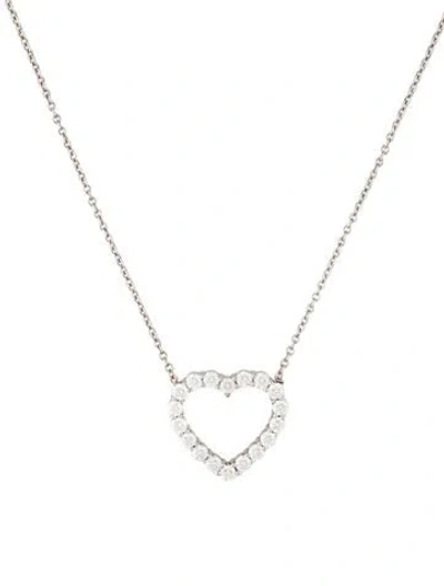 Pre-owned Hearts On Fire 18k Diamond Signature Heart Pendant Necklace, 16.5" In Multicolor