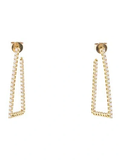 Pre-owned Hearts On Fire 18k Diamond Signature Open Triangle Hoop Earrings In Multi