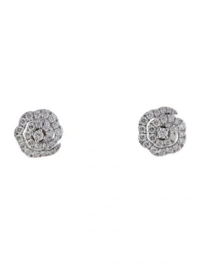 Pre-owned Hearts On Fire 18k Diamond Spiral Flower Stud Earrings In Multi